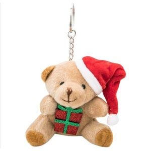 NEW SANTA BEAR PURSE CHARM OR KEY RING! GREAT GIFT! COLOR: TAN